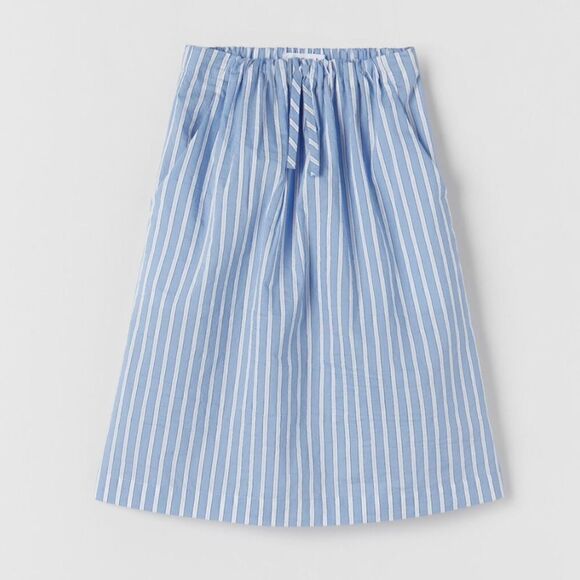 Zara Girls Stripe Blue & White Skirt(Size 9yrs) - Picture 2 of 7